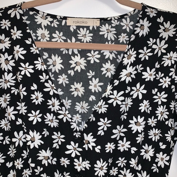 Tall Black Daisy Maxi Dress size L - Picture 3 of 4